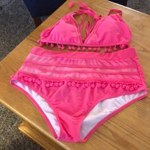 PINK BIKINI, XL, HIGH WAISTED.